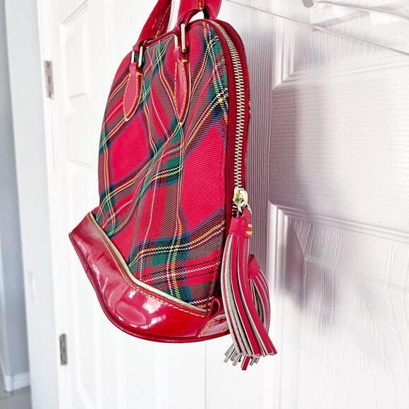 Dooney & Bourke Red Tartan Plaid Top Handle Satchel Handbag - Picture 14 of 16